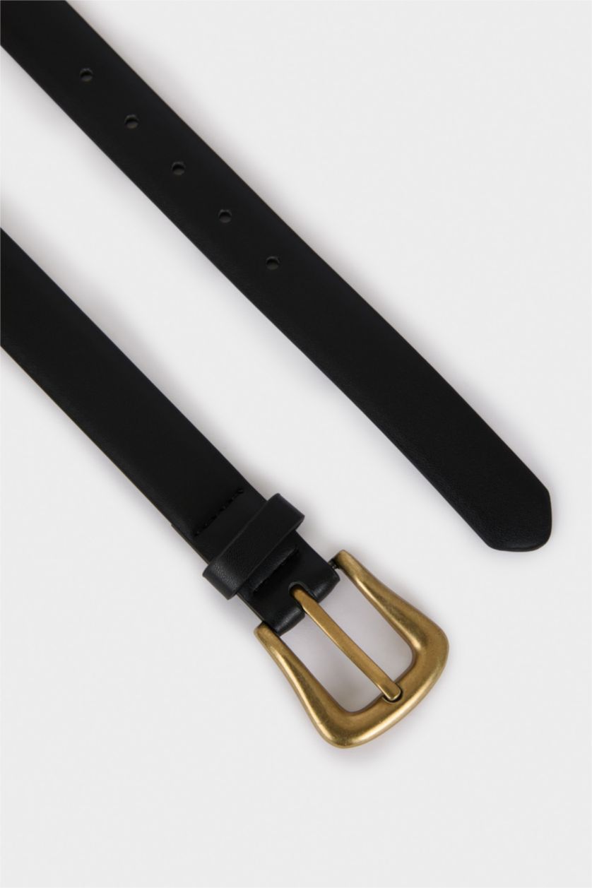 نساء أسود حزام نسائي من جلد صناعي