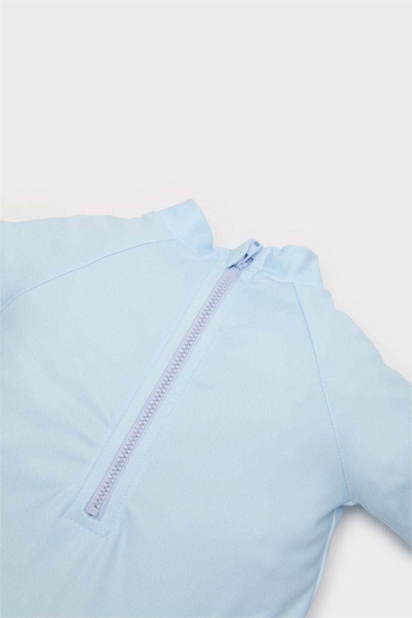 طفلة صغيرة أزرق فاتح سالوبيت نص كم اولادي وافل بحري بياقة بولو