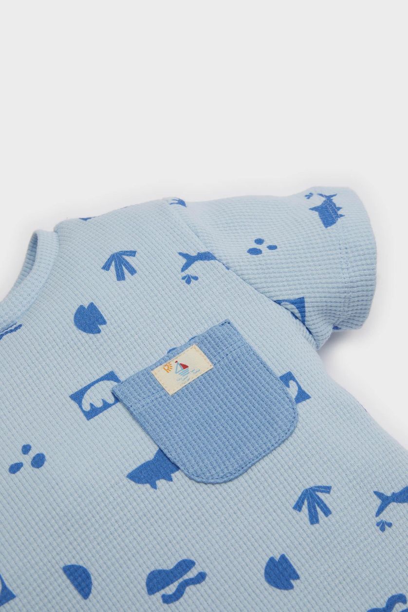 Baby Boy Light Blue Baby Boy Printed T-Shirt Jeans 2 Piece Set