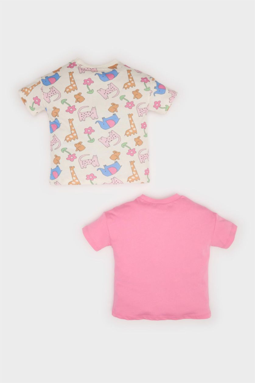 طفلة صغيرة بيج فاتح اوفر نص ردن ممشط مطبوعة قصة عادية من قطعتين