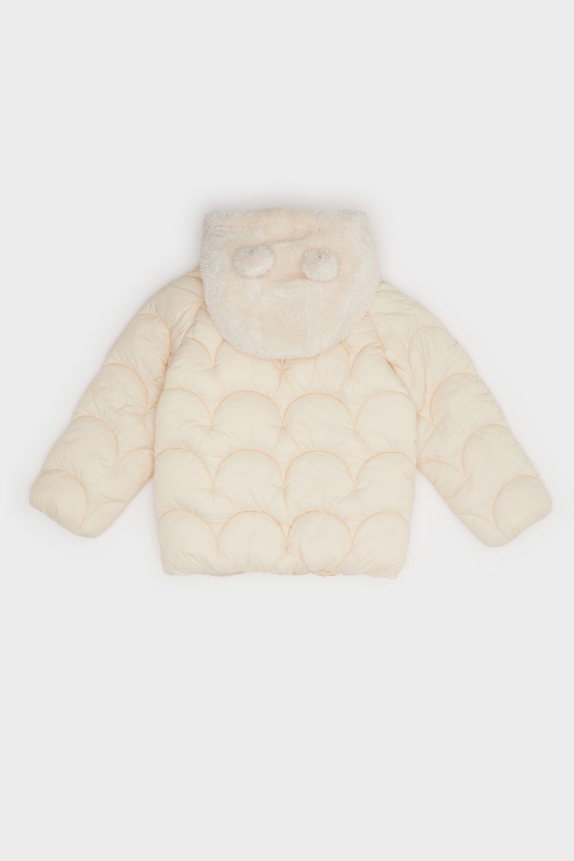 Kız Bebek Taş Rüzgar Geçirmez Su Geçirmez Kapüşonlu Kapitoneli Fermuarlı Mont Kız Bebek