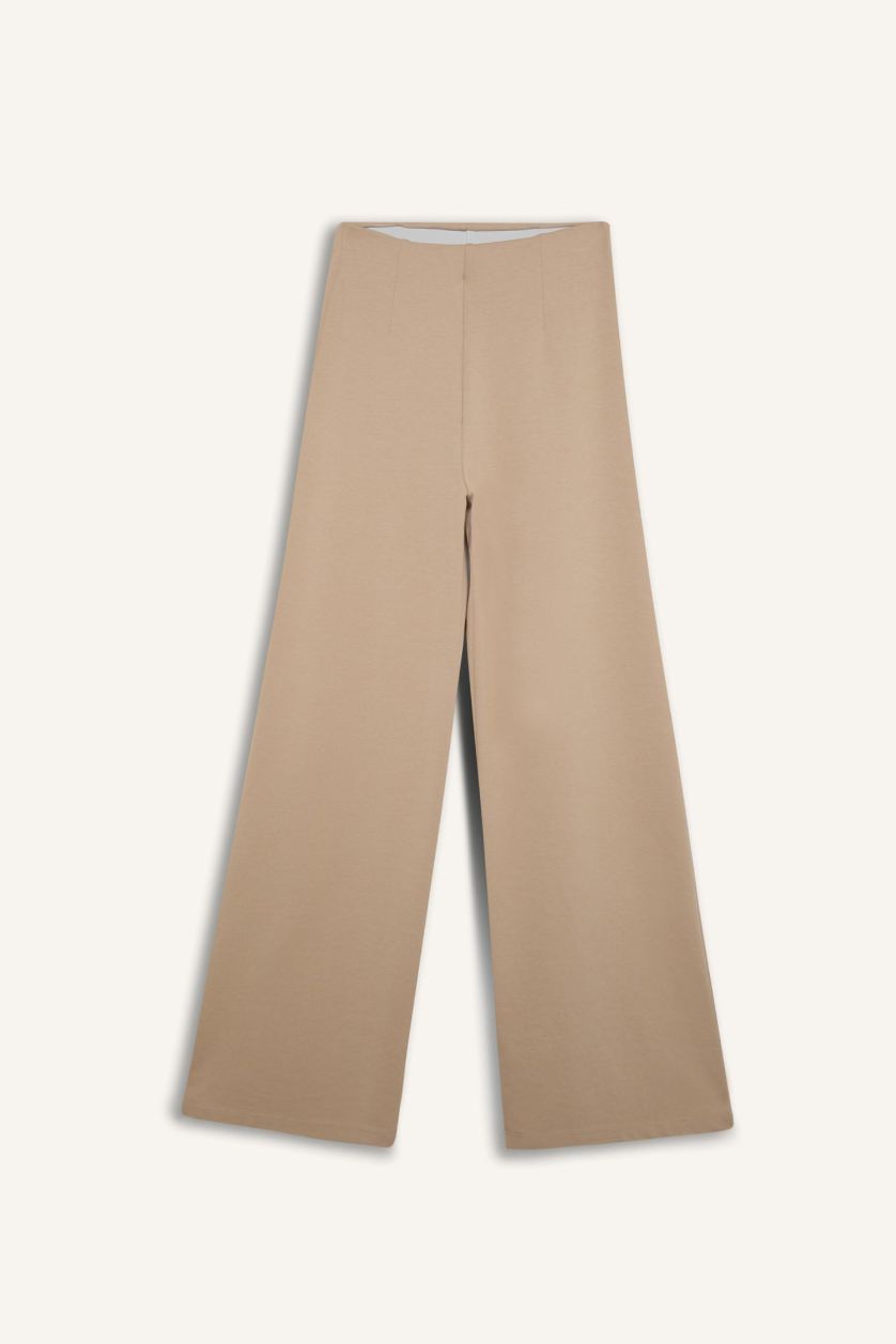 FEMME Beige Pantalon large basique à longueur standard