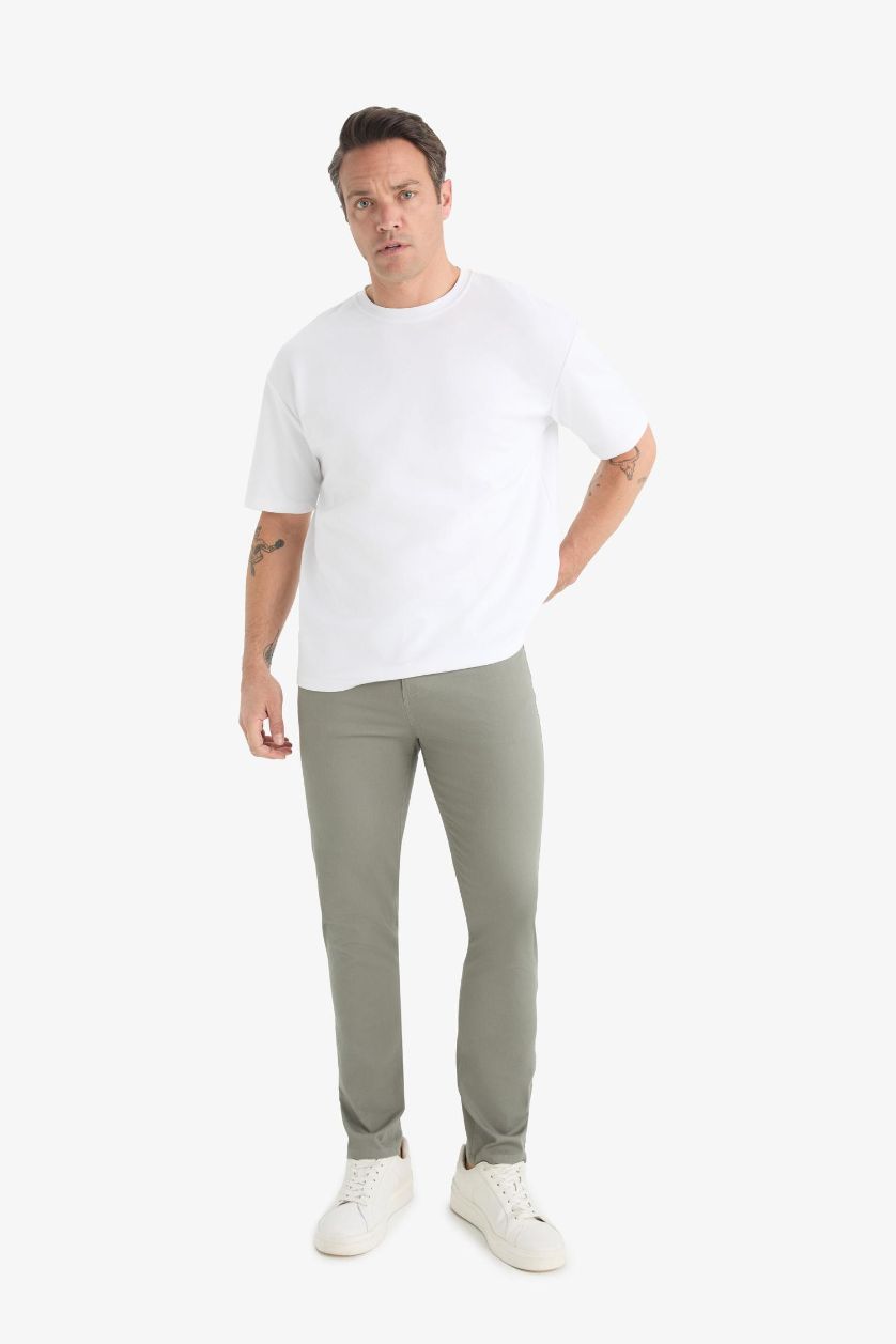 Man Grey Slim Fit Textured Trousers