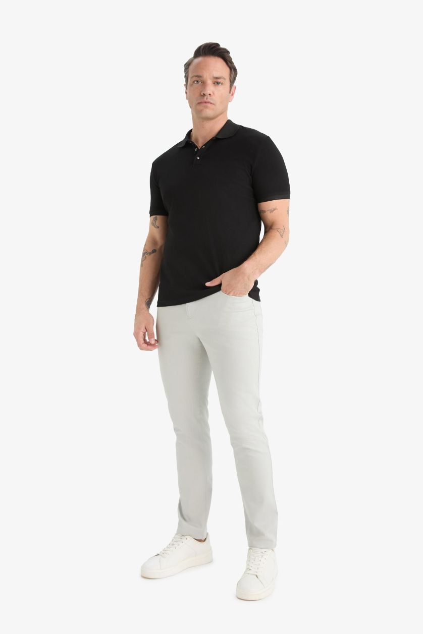 MAN Light Grey Slim Fit Skinny Leg Textured Trousers
