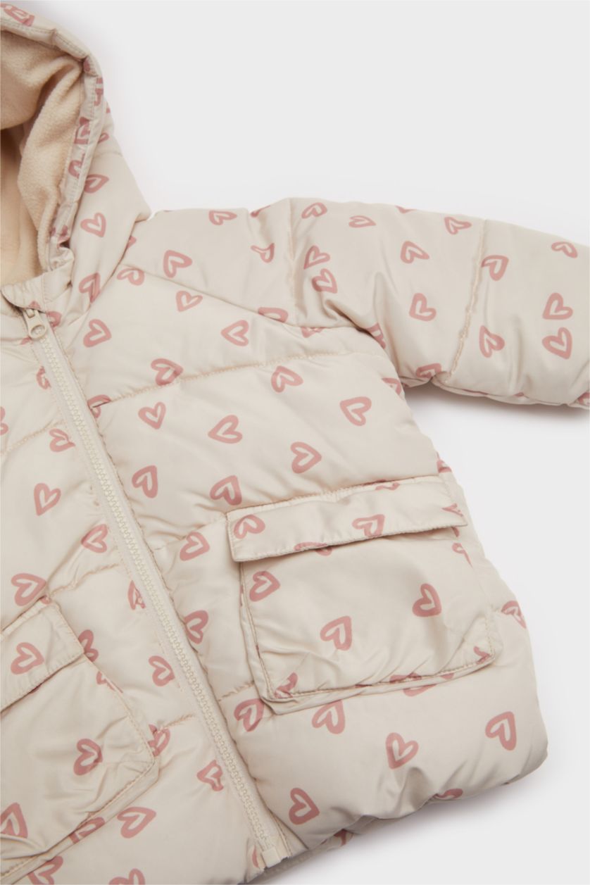 Малыши девочки Слоновая кость Ветровка для девочек - водонепроницаемая куртка с капюшоном и принтом на молнии