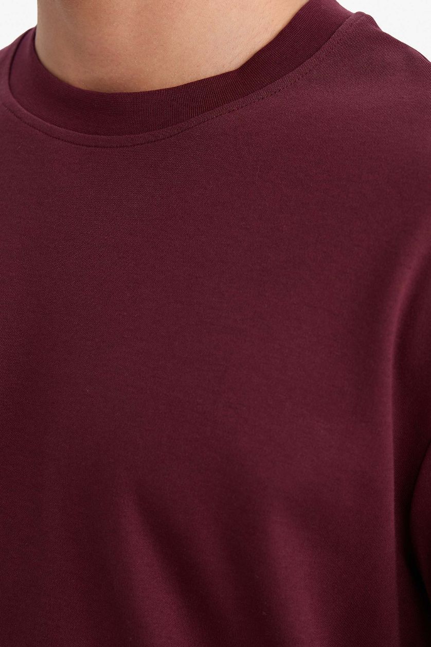 رجال خمري 100% Cotton Regular Fit Crew Neck Basic T-Shirt
