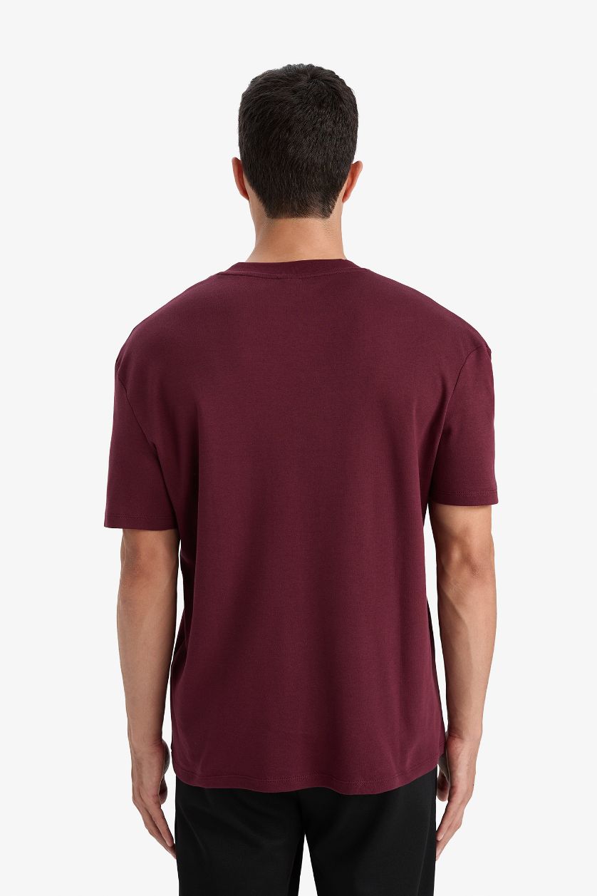 رجال خمري 100% Cotton Regular Fit Crew Neck Basic T-Shirt