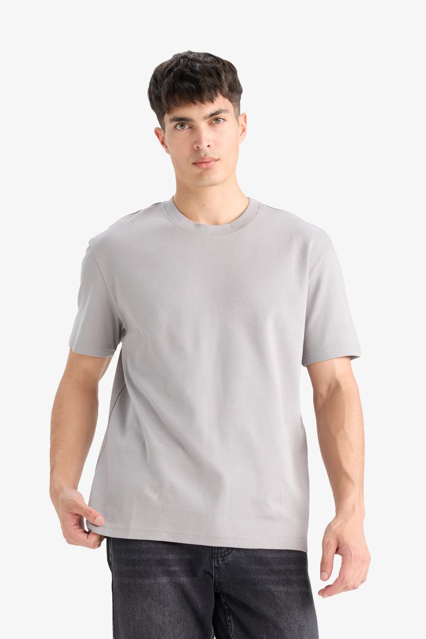 Erkek Gri %100 Pamuk Basic Tişört