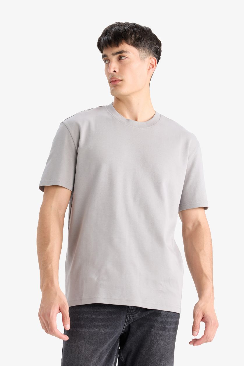 Erkek Gri %100 Pamuk Basic Tişört