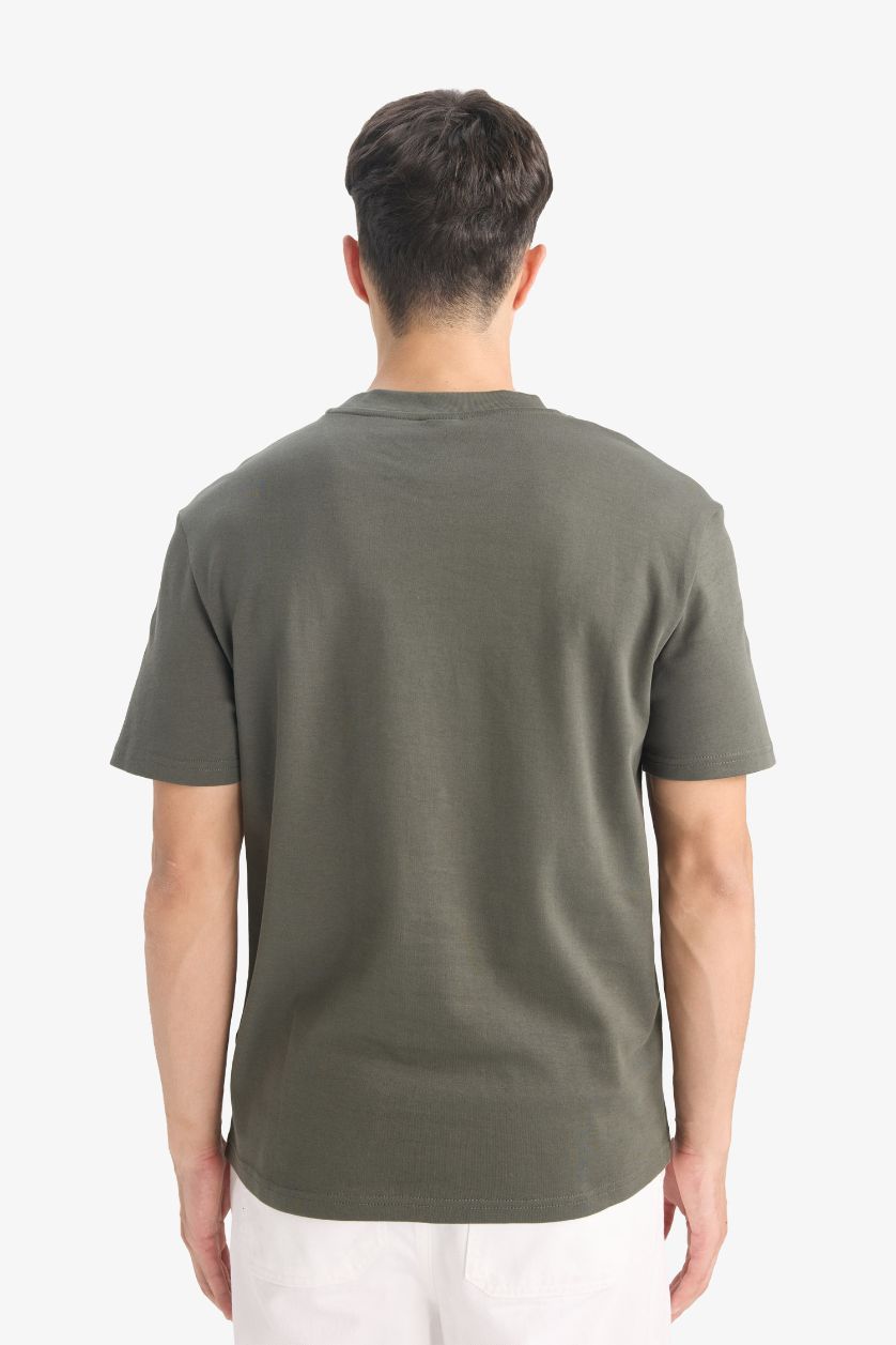 Erkek Koyu Haki %100 Pamuk Basic Tişört