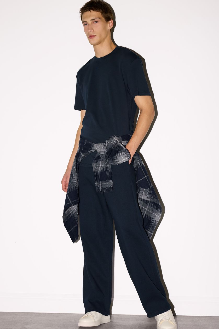 Erkek Lacivert %100 Pamuk Basic Tişört