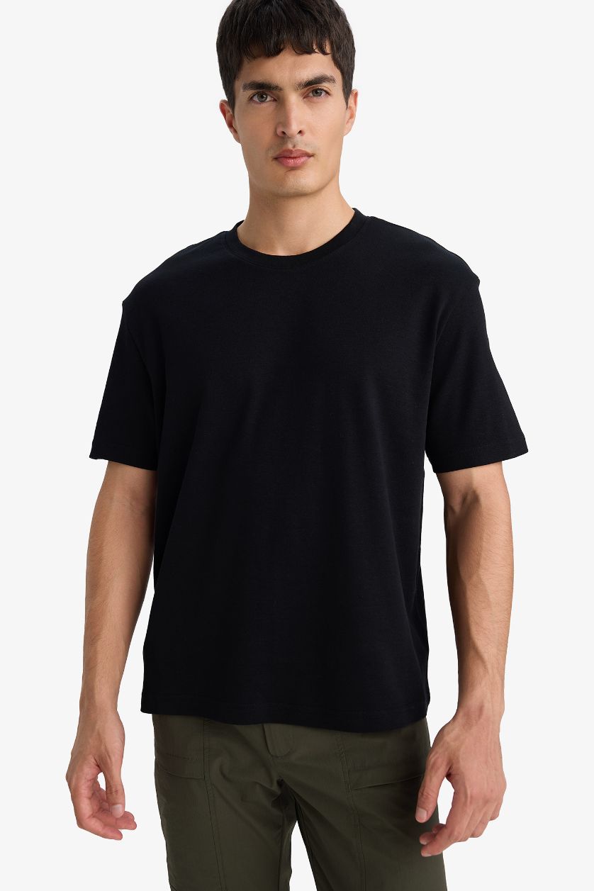 رجالي أسود تيشيرت قطن 100%