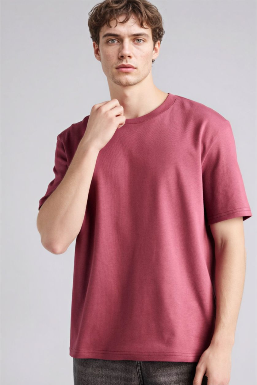 Ерлер Ашық Бордо 100% мақта Basic футболка