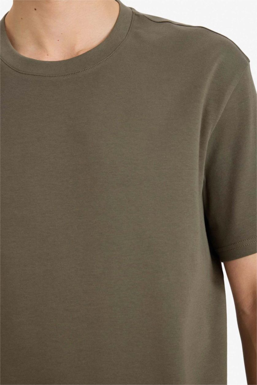 Erkek Haki %100 Pamuk Basic Tişört