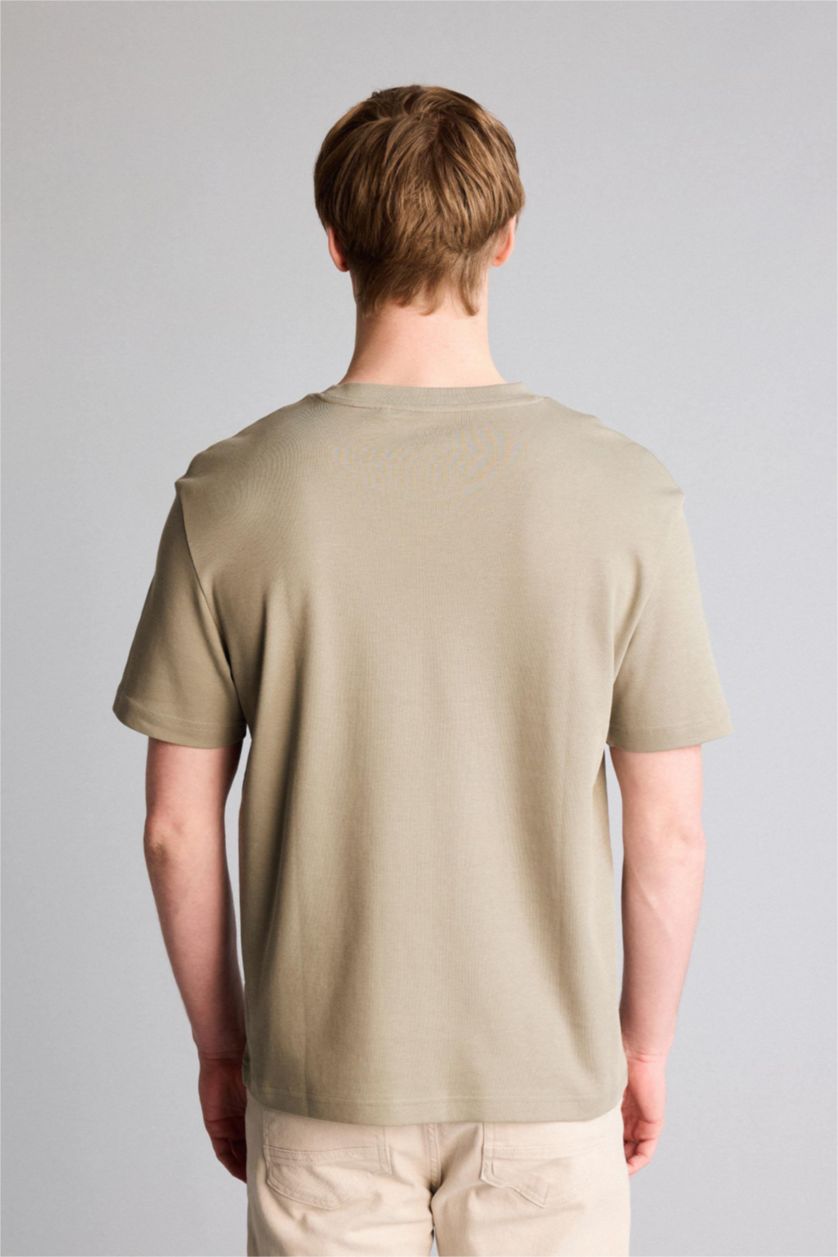 Erkek Açık Haki Regular Fıt Kısa Kollu Tişört