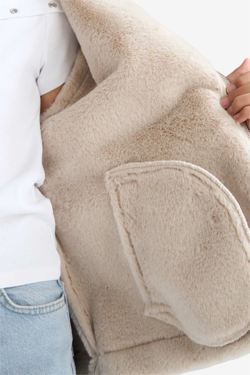 Қыздар Және Жасөспірімдер ашық реңк Қыздарға жасанды аң терісі ПУ Күртеше