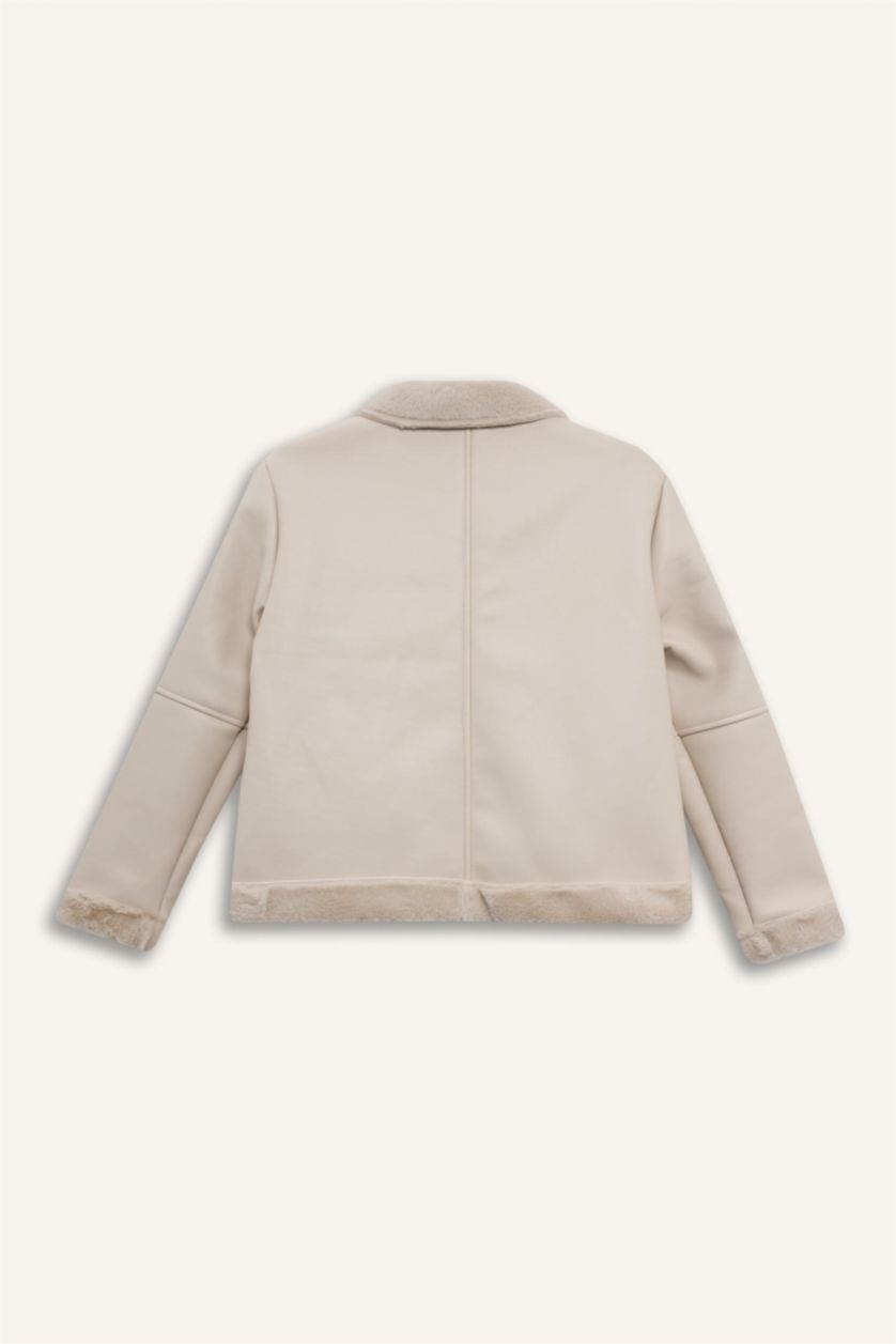 Қыздар Және Жасөспірімдер ашық реңк Қыздарға жасанды аң терісі ПУ Күртеше