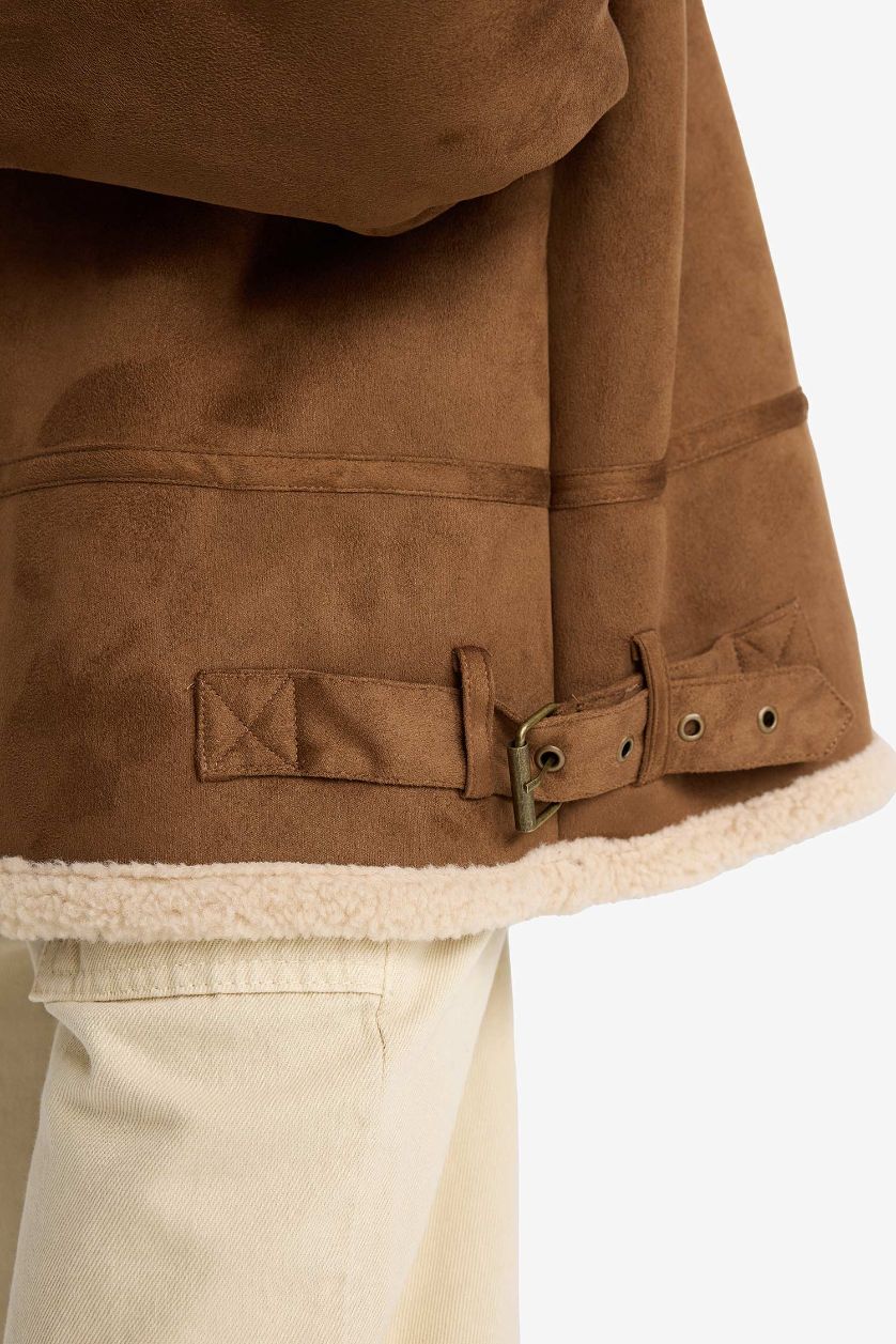 Kız Çocuk - Genç Kız Camel Pelüş Astar Fermuarlı Mont Kız Çocuk