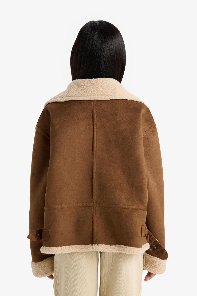 Kız Çocuk - Genç Kız Camel Pelüş Astar Fermuarlı Mont Kız Çocuk