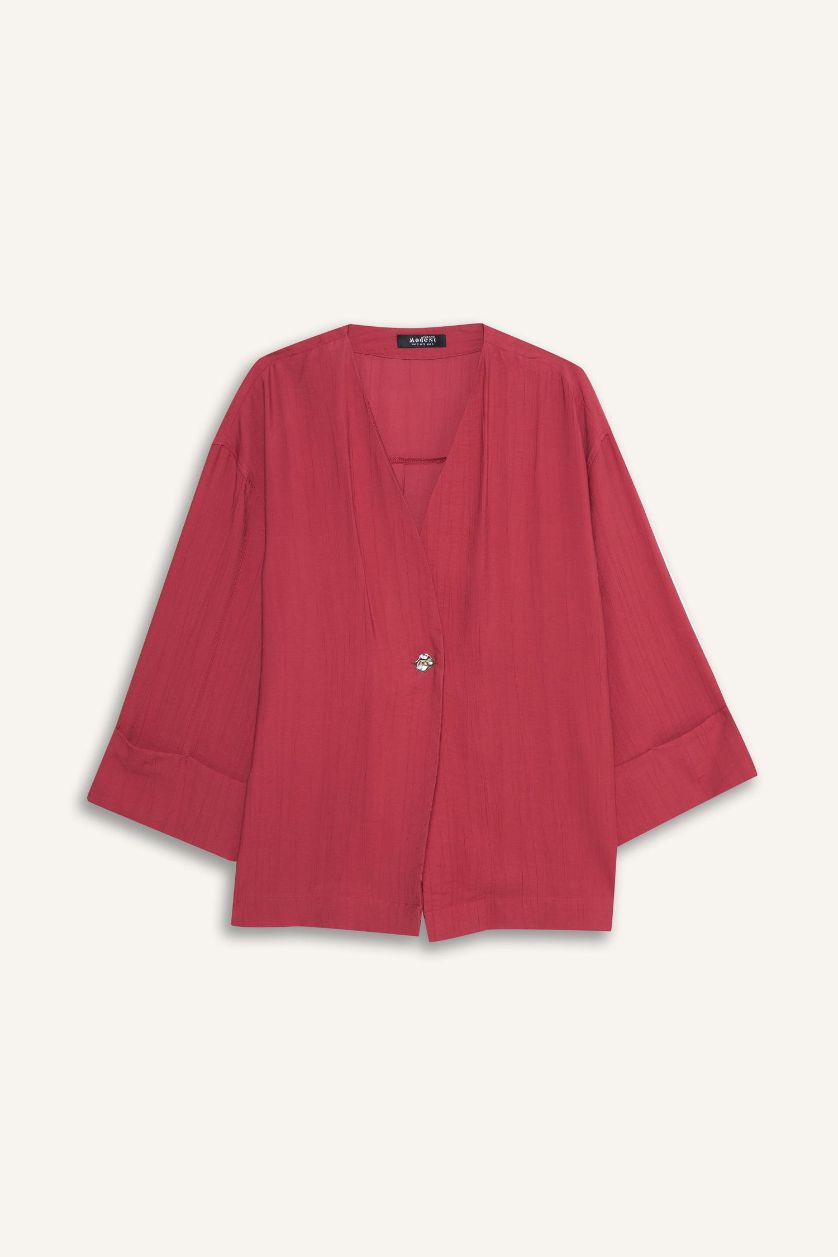 نساء خمري فاتح تونيك محجبات كرنكيل قصة مريحة بياخة V