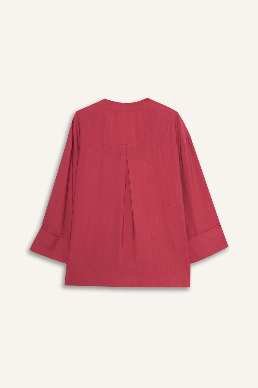 نساء خمري فاتح تونيك محجبات كرنكيل قصة مريحة بياخة V