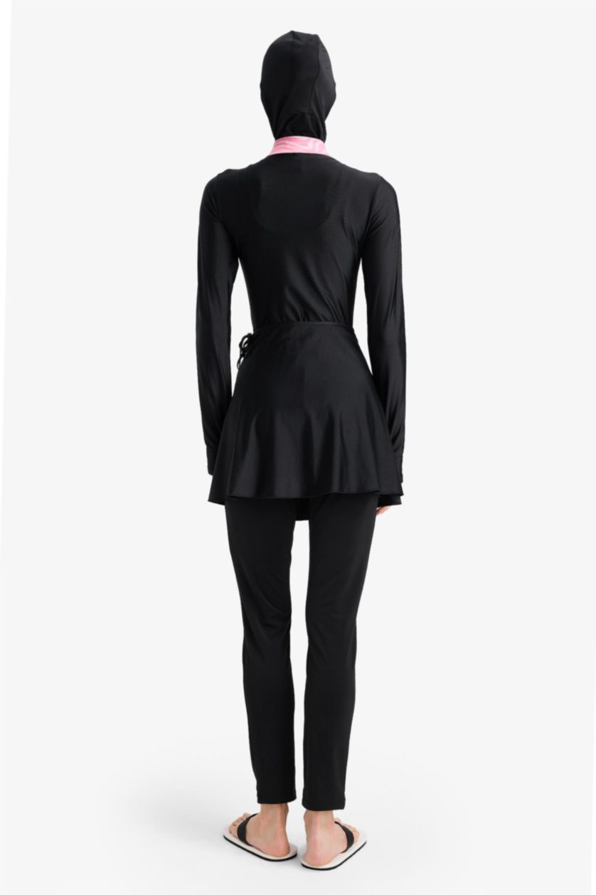 Kadın Pembe Regular Fit Hızlı Kuruyan Baskılı 5'li Burkini Takım