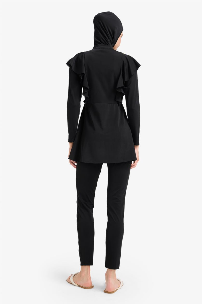 نساء أسود سيت بوركيني محجبات قصة عادية سريع الجفاف - 4 قطع