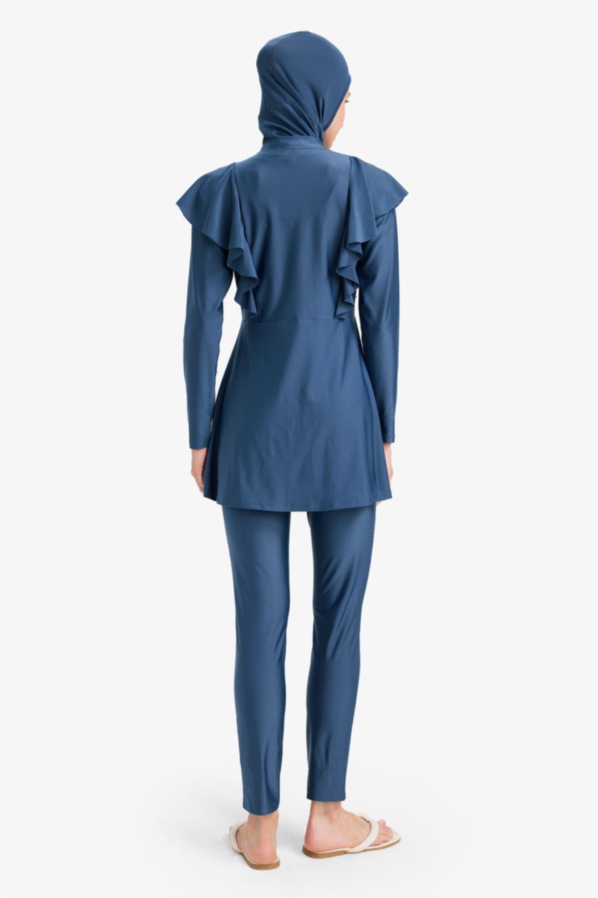 Kadın Lacivert Regular Fit 5'li Hızlı Kuruyan Burkini Takımı