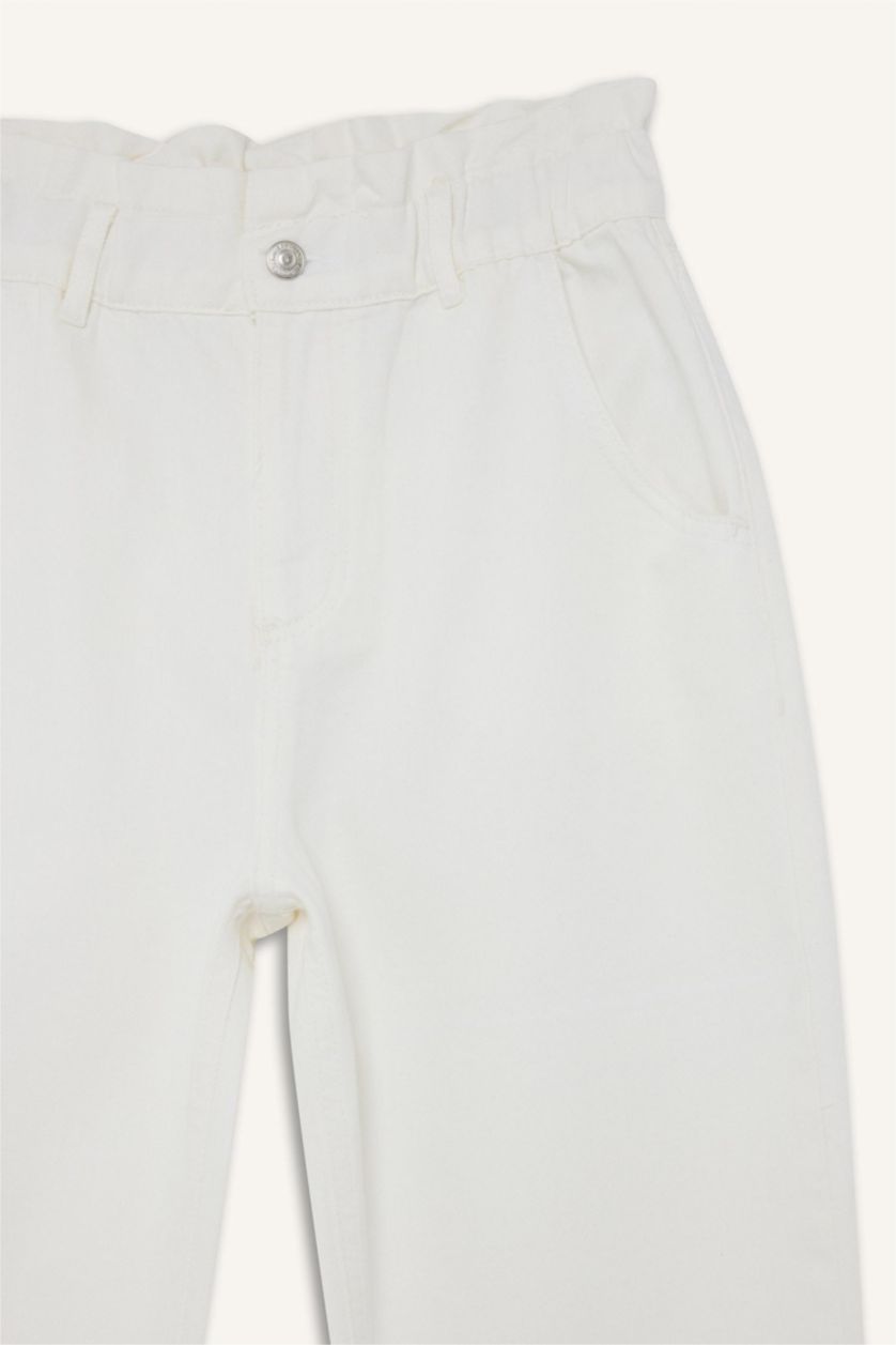 نساء أبيض (000) بنطرون جينز بيبرباج بخصر مطاطي