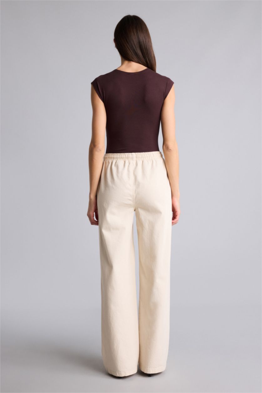 Kadın Ekru Denim Jean Pantolon