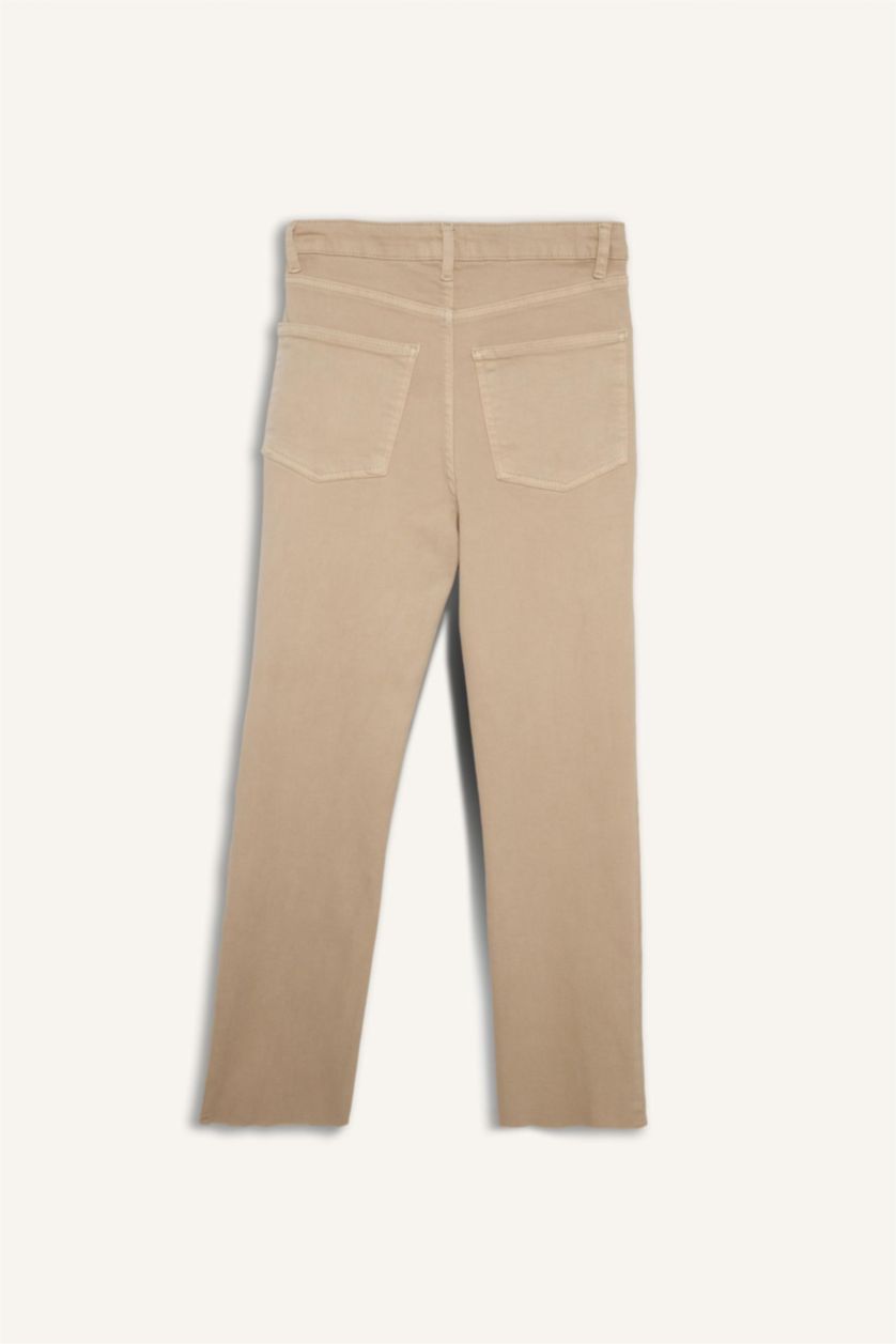 FEMME Beige Pantalon Cheville Jean Coupe évasée raccourcie