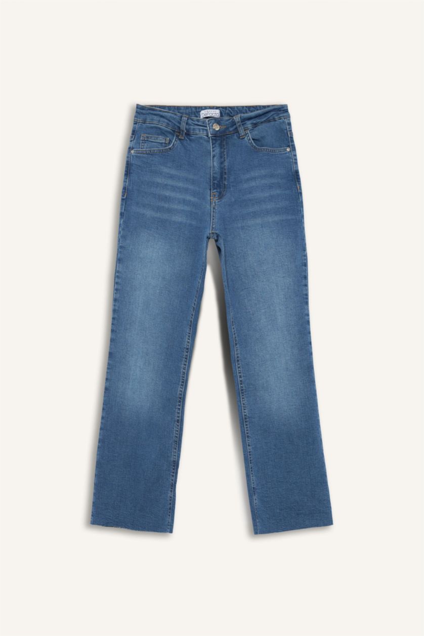 Woman Blue Crop Flare Fit High Waist Ankle Length Jeans