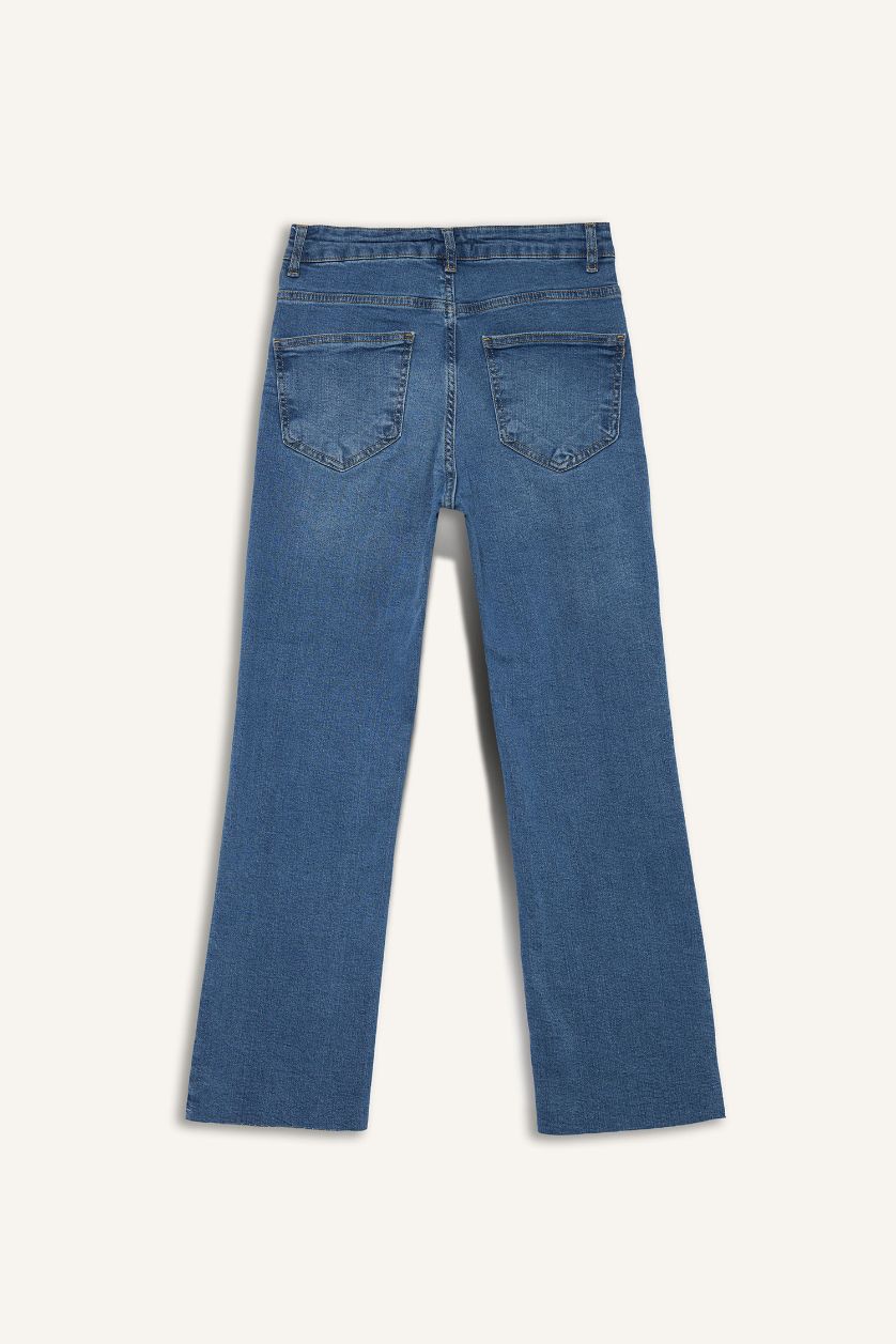 Woman Blue Crop Flare Fit High Waist Ankle Length Jeans