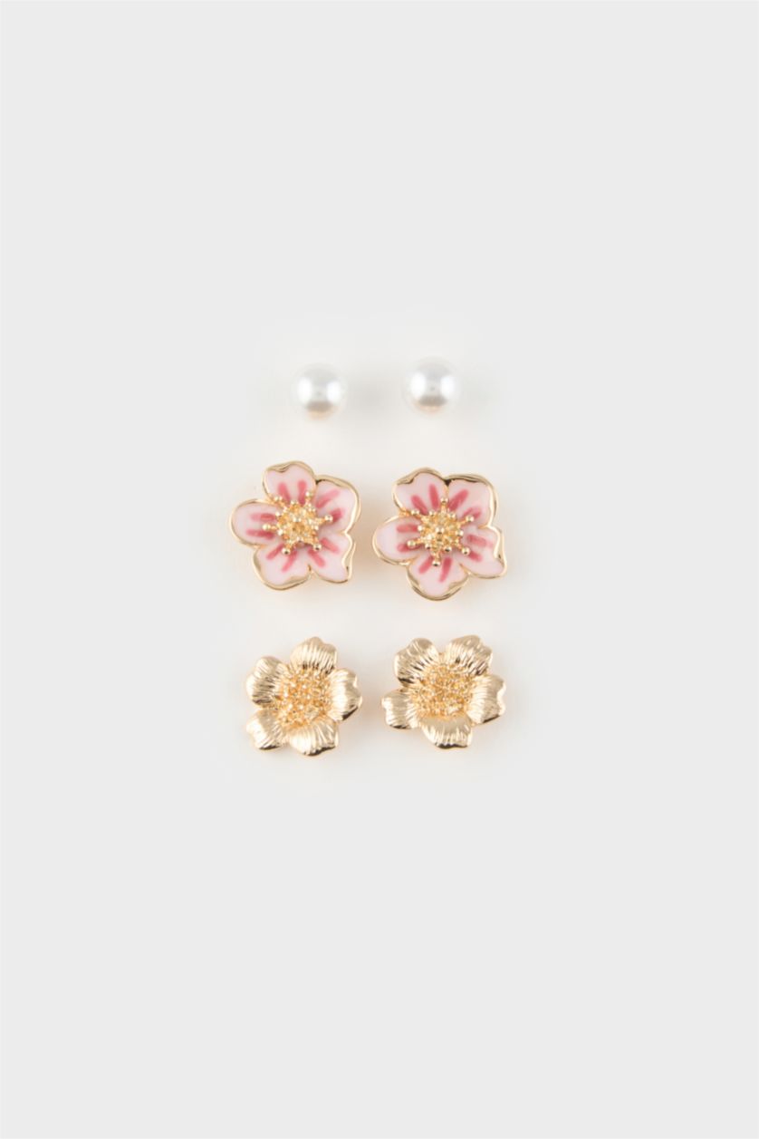 FEMME Karma Lot de 3 Boucles d’oreilles florales pour femme