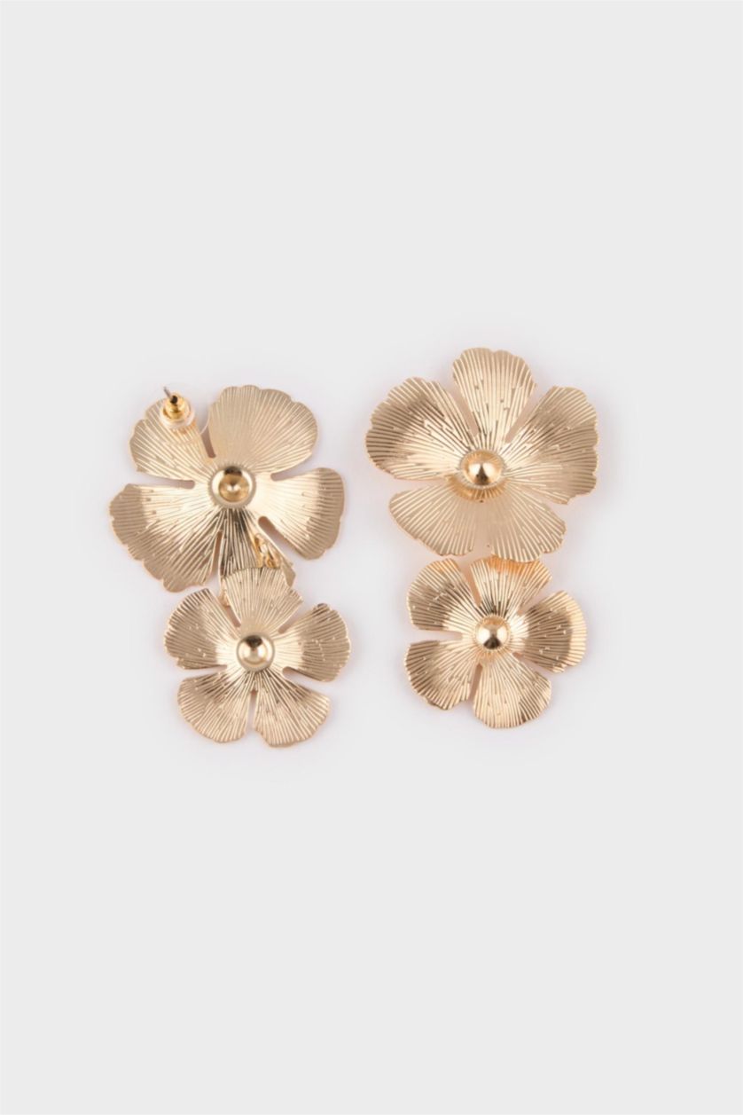 Kadın Altın Kadın Çiçekli Gold Küpe