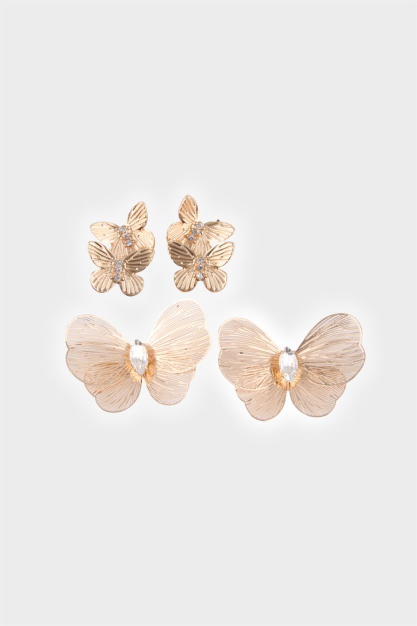 Woman Altın Woman 2 Piece Flower Earrings