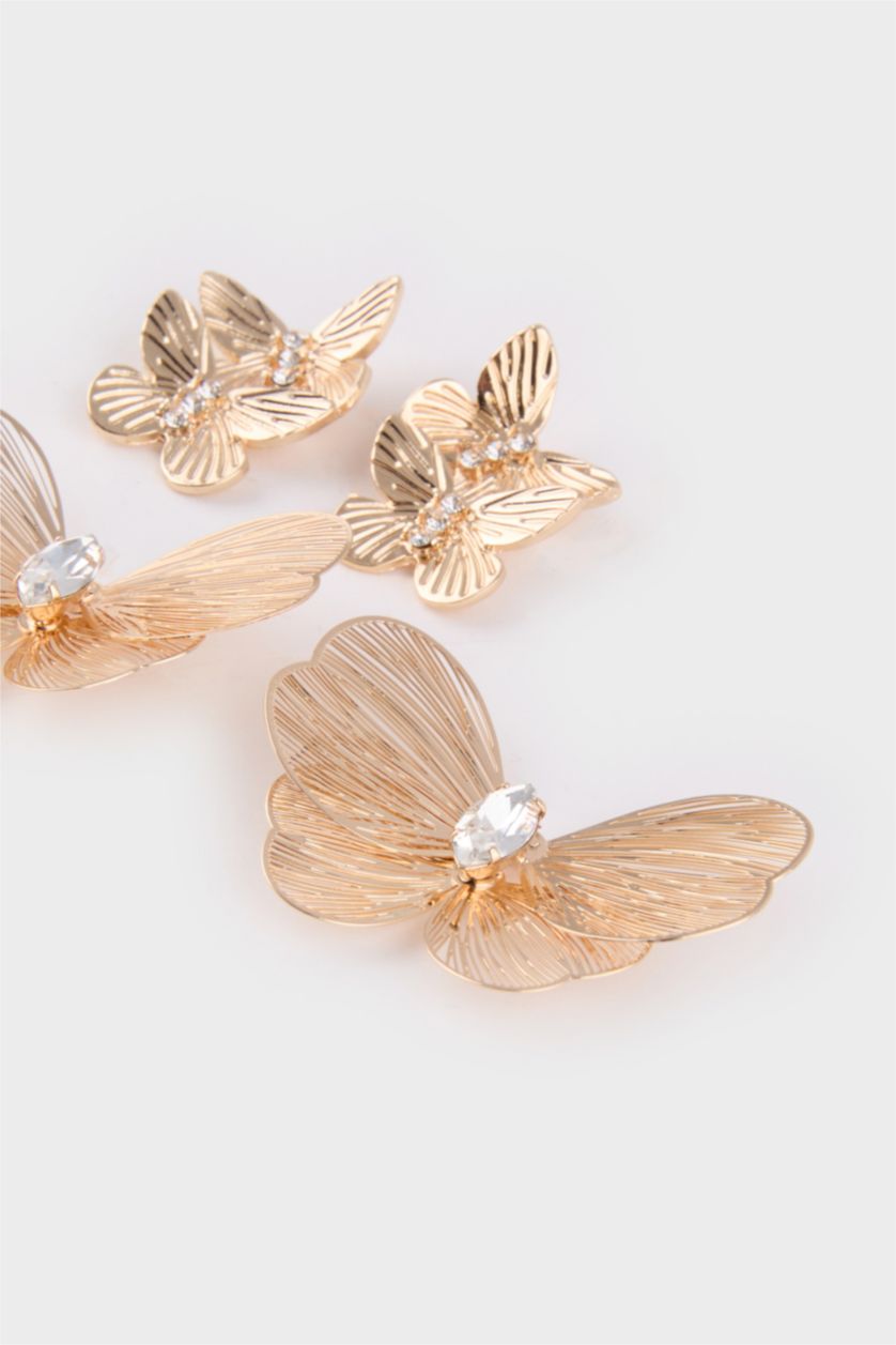 Woman Altın Woman 2 Piece Flower Earrings