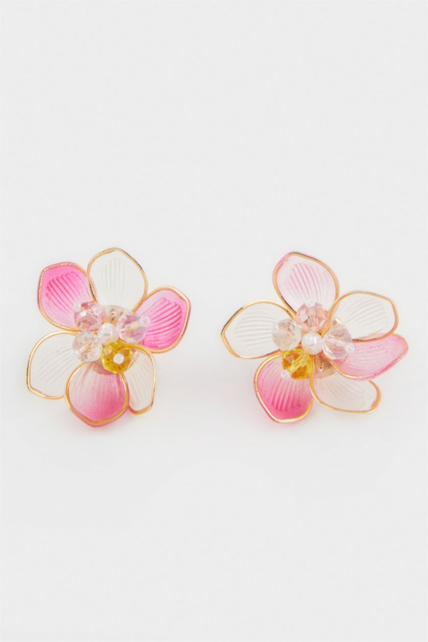 Kadın Pembe Kadın Pembe Çiçekli Küpe