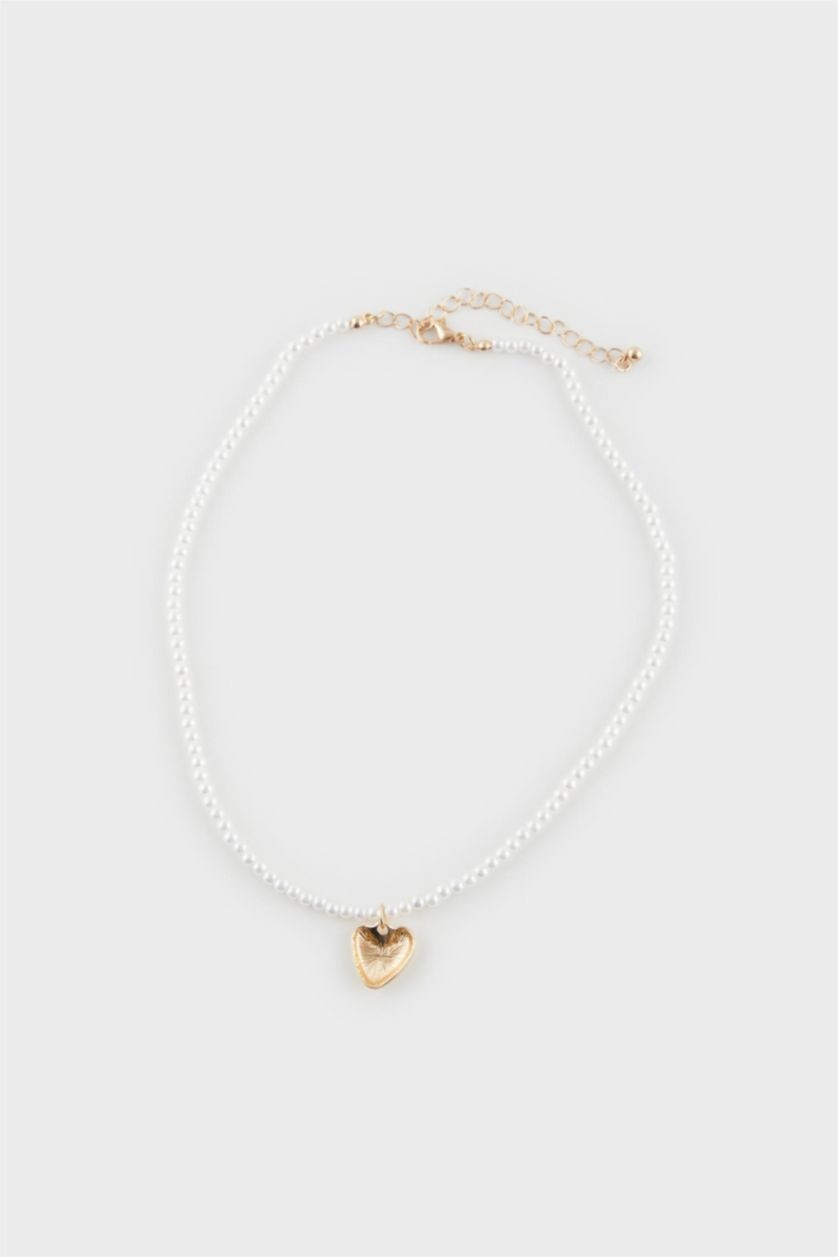Kadın Altın Kadın Kalpli İncili Gold Kolye