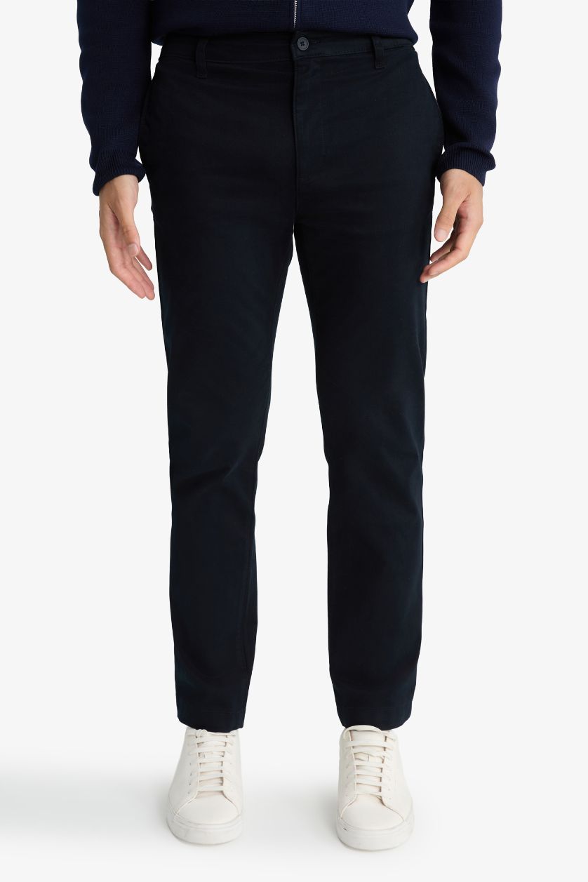 MAN NAVY Regular Fit Straight Trousers