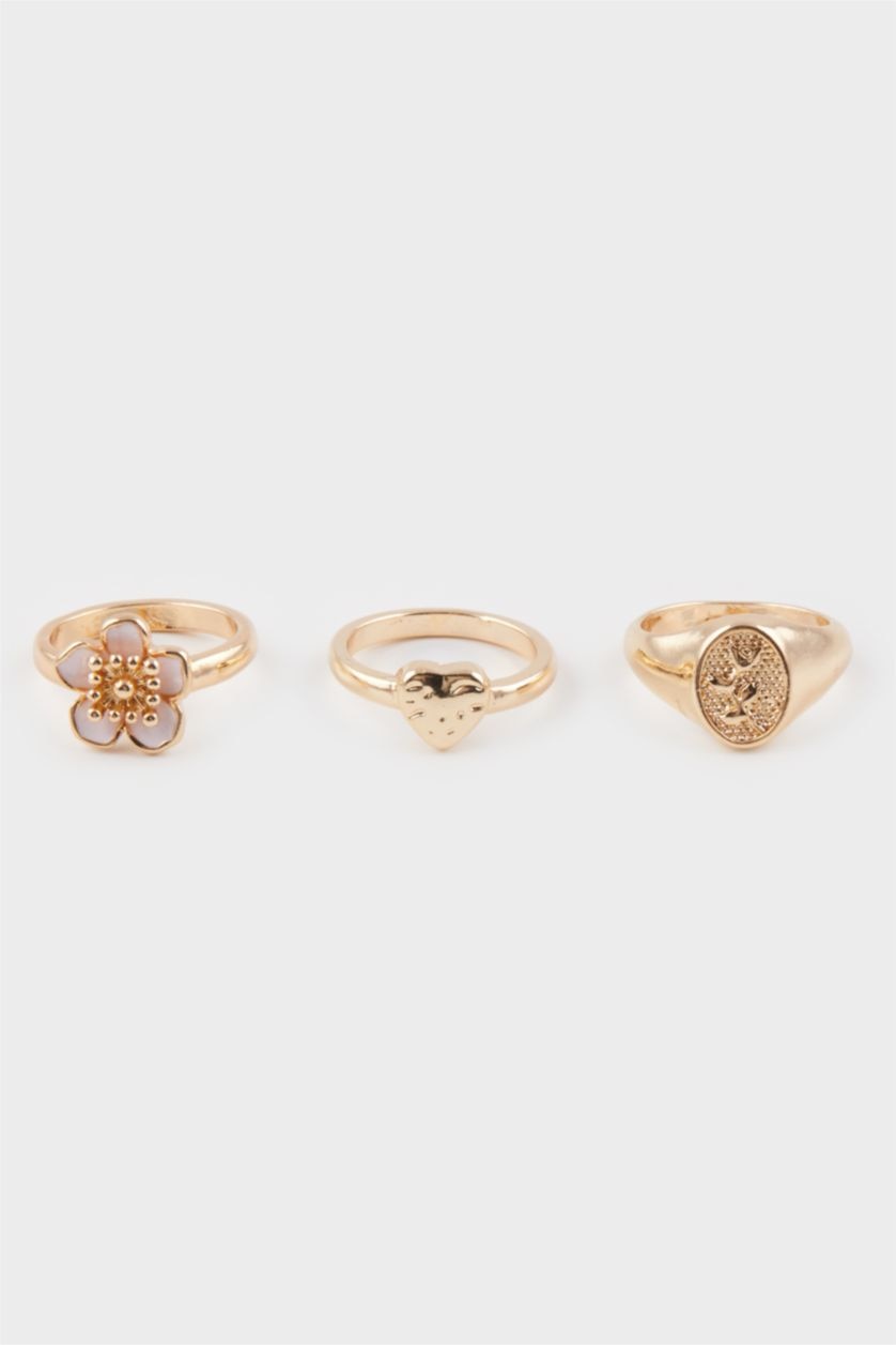 WOMAN Altın Woman Stone 3 Piece Gold Rings