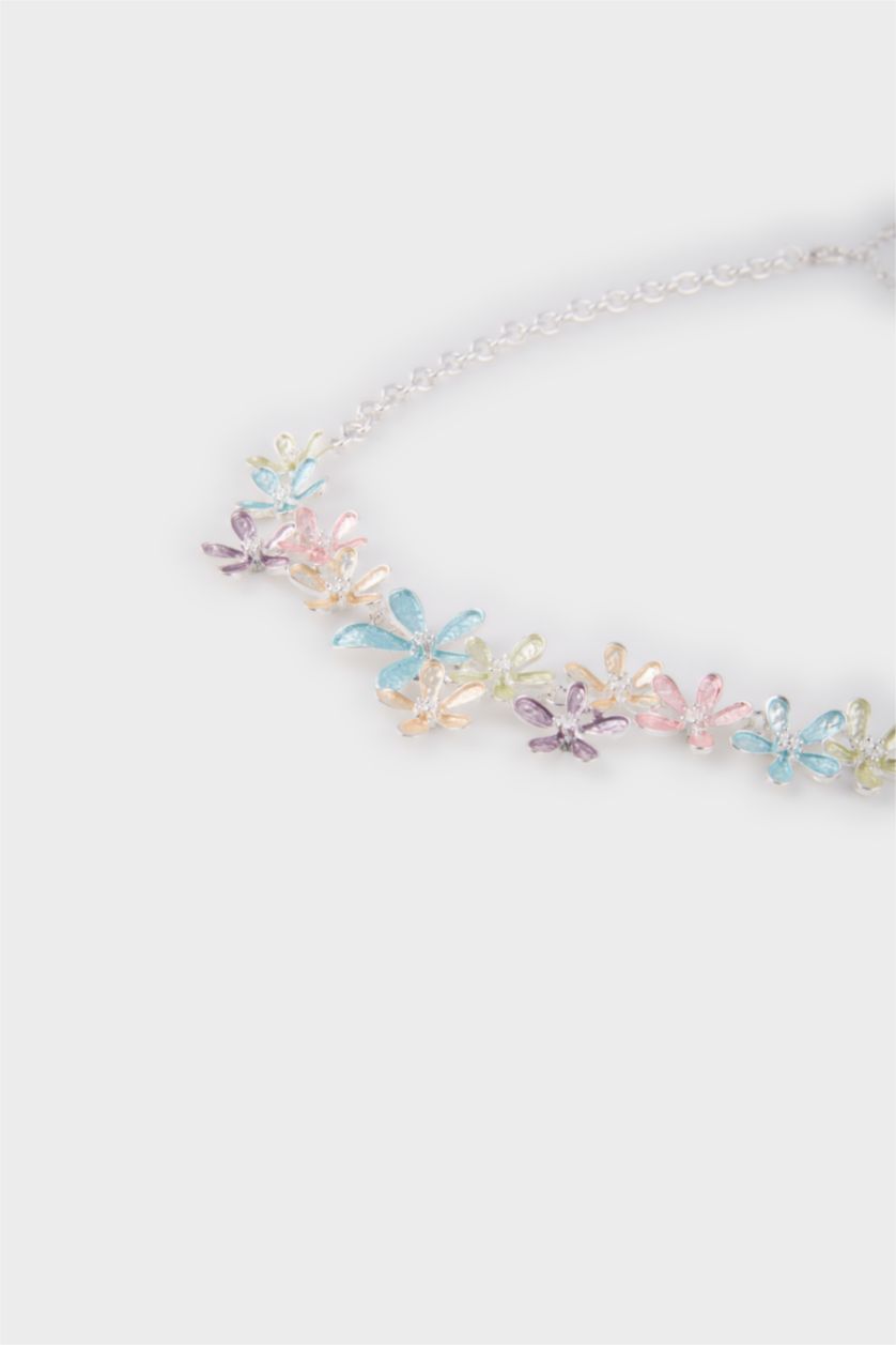WOMAN Gümüş Woman Colorful Floral Silver Necklace