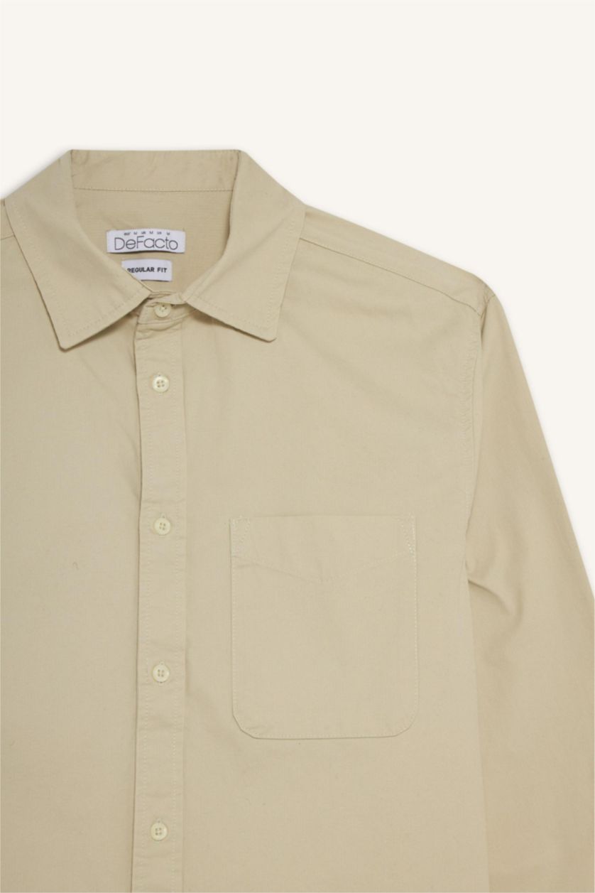 Erkek Bej %100 Pamuk Gömlek