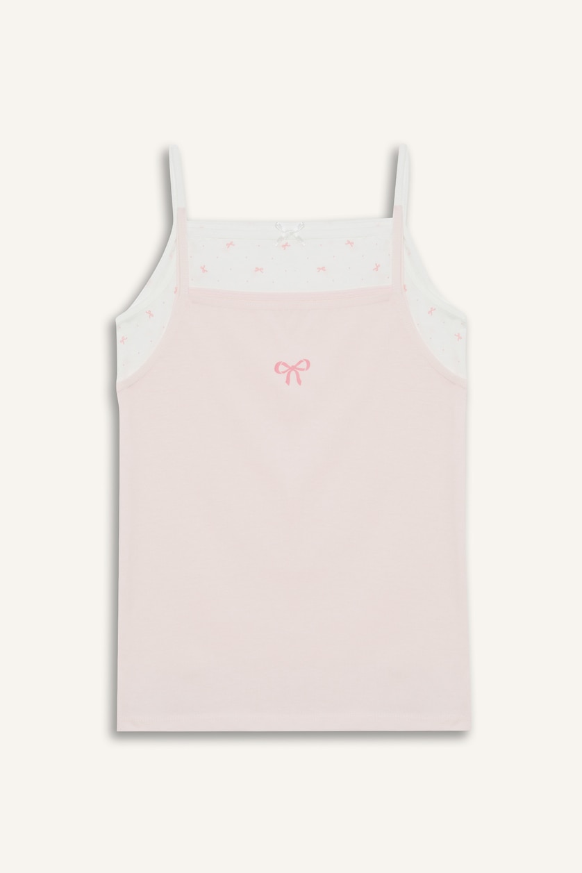 Girls & Teens Light Pink فانيلة قصة عادية من قطعتين
