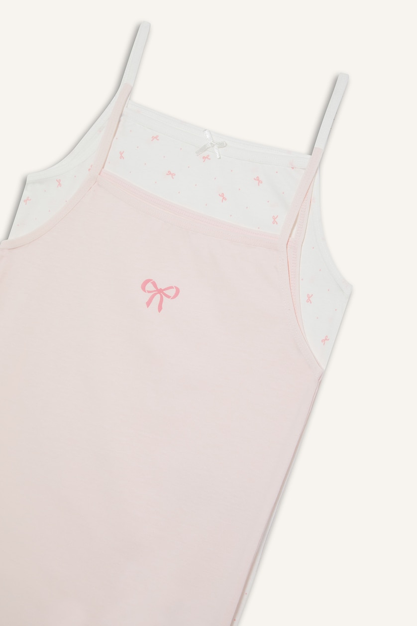 Girls & Teens Light Pink فانيلة قصة عادية من قطعتين