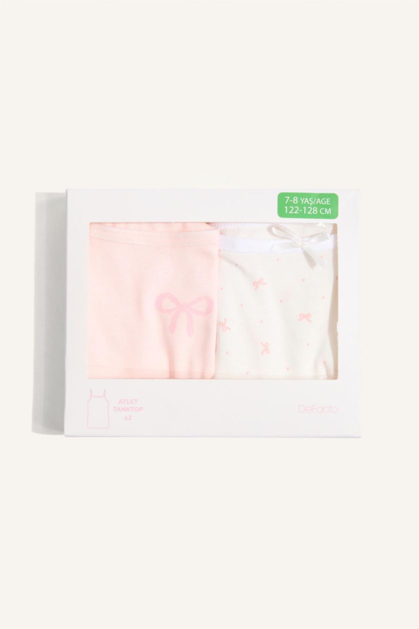 Kız Çocuk - Genç Kız Açık Pembe Desenli 2'li Atlet Kız Çocuk