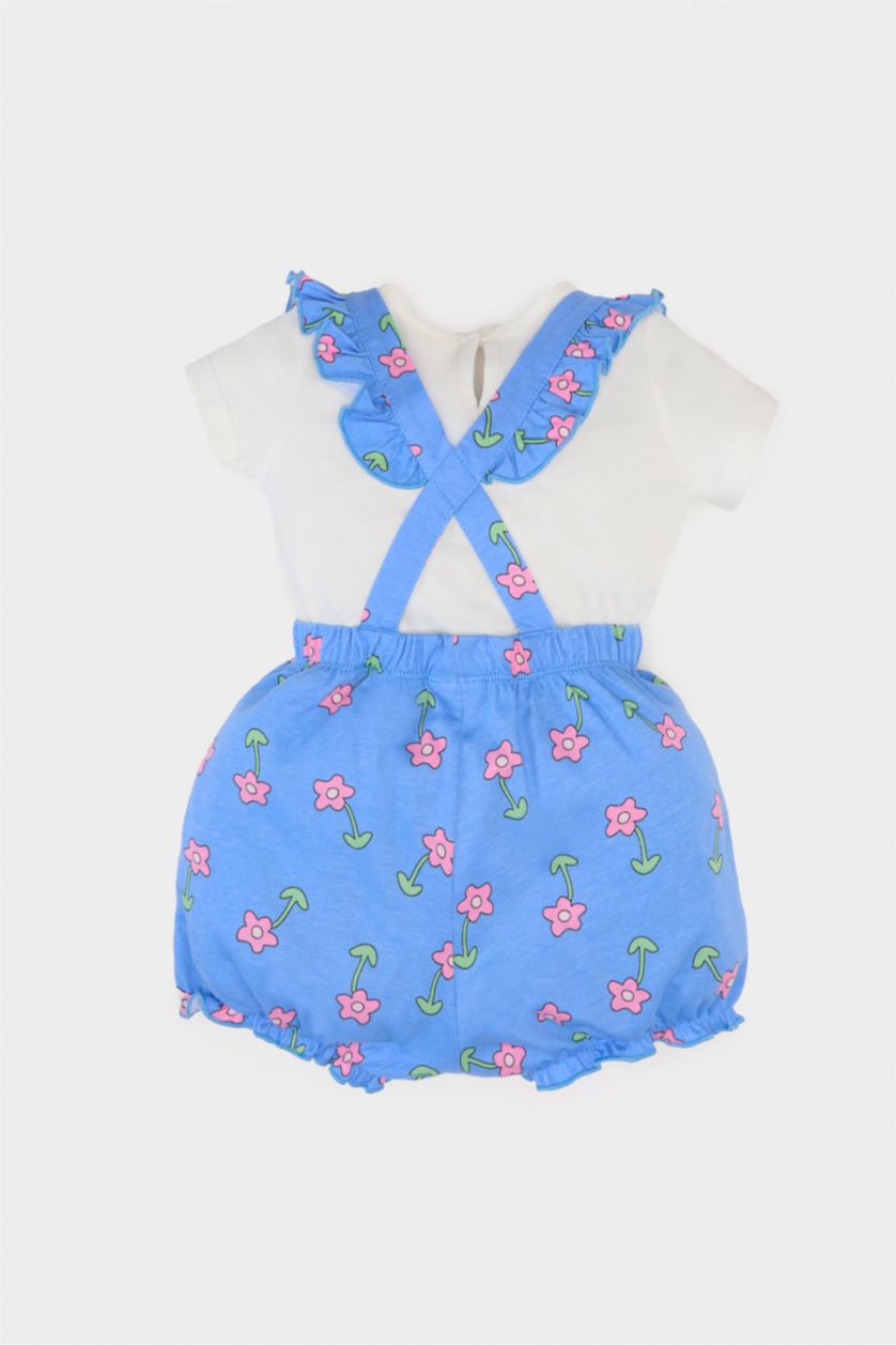 BÉBÉ FILLE Bleu Ensemble T-shirt et Salopette fleurie pour bébé fille
