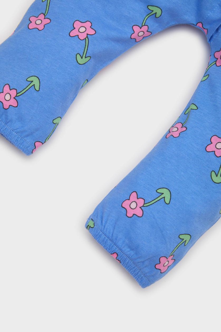 طفلة صغيرة أزرق جمبسوت فلورال ممشط من قطعتين