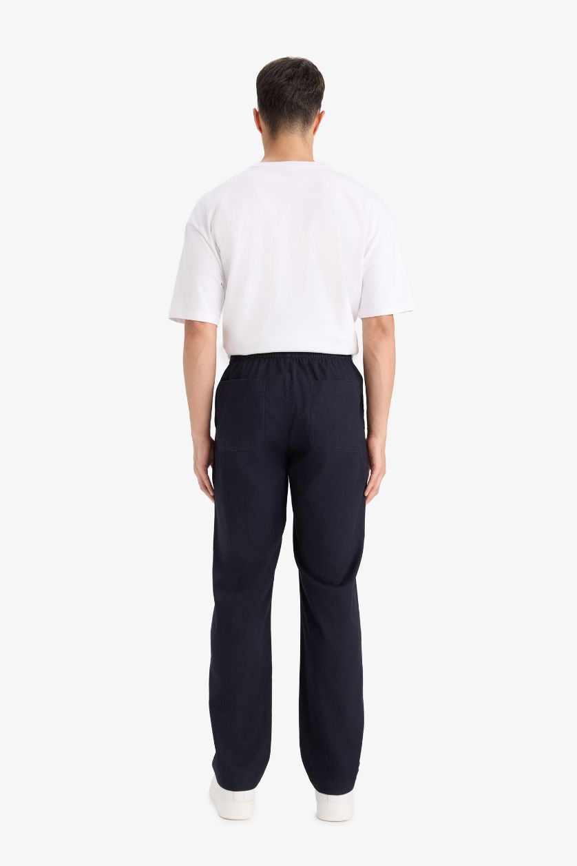 HOMME Marin Pantalon droit en flanelle Coupe décontractée