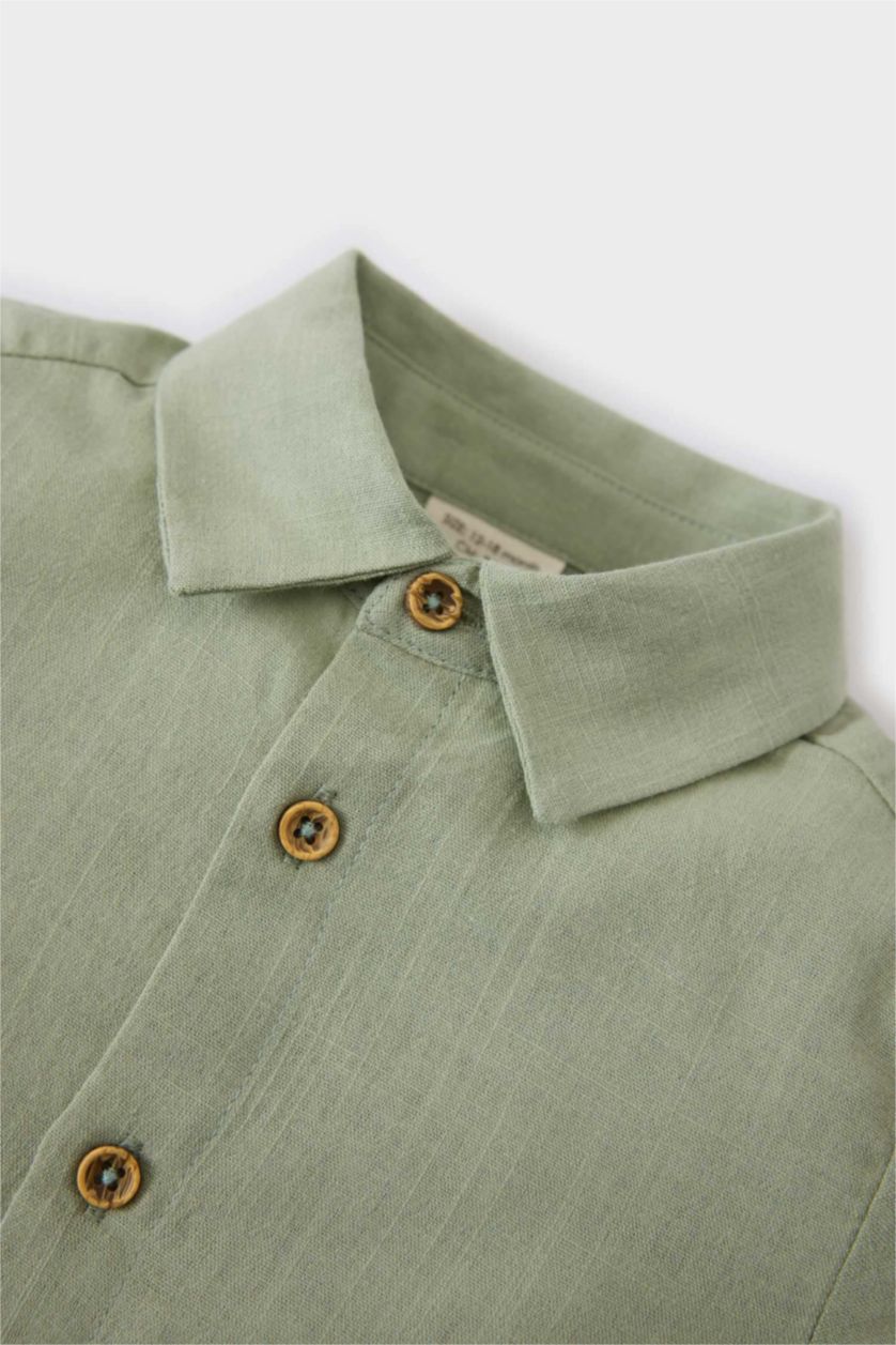 طفل صغير كاكي فاتح طقم اولادي أخضر قصة عادية - قطعتين